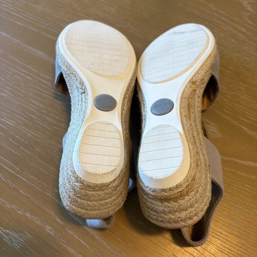 Me Too Nissa Mauve Espadrille Wedge Sandals Womens Size 8.5 Taupe Cross Strap‎